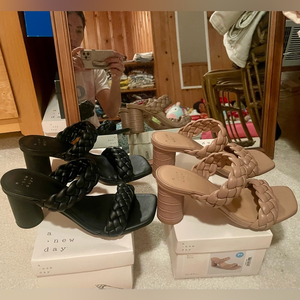 Braided block heels bundle